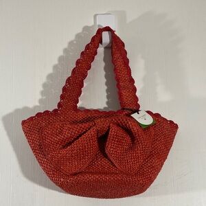 Chic Red Woven Tote Bag